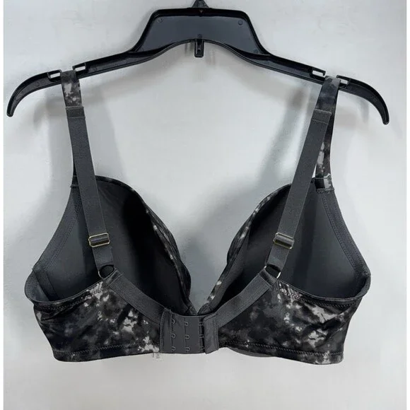 Le Mystere Safari T Shirt Plunge Underwire Bra Womens 36H Black Gray Marbled - Picture 4 of 10